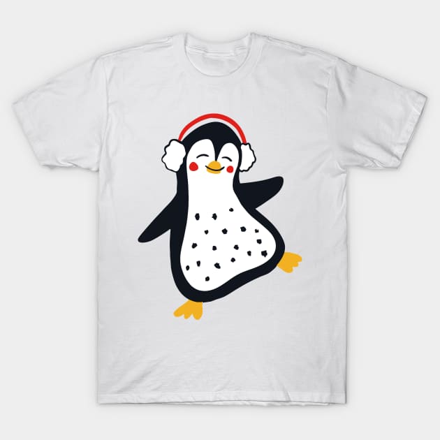 Dancing Penguins, Blue T-Shirt by Jacqueline Hurd